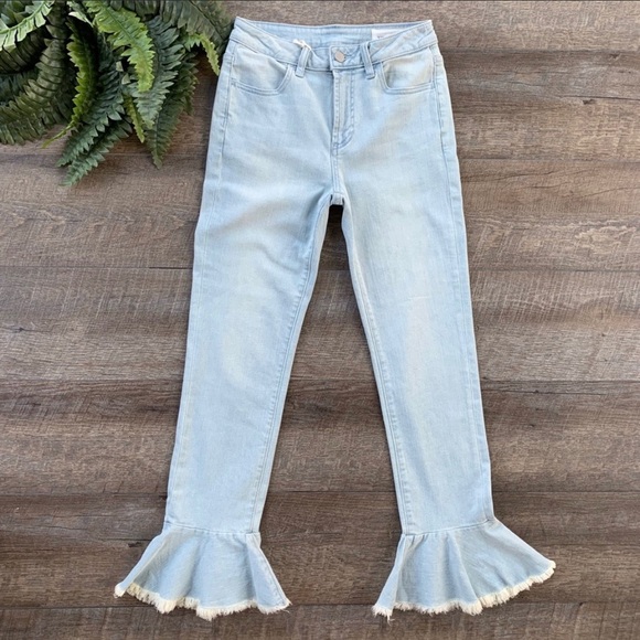 Vince Camuto Denim - Vince Camuto Light Wash Ruffled Jeans